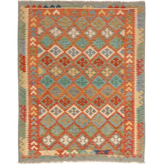 Nain Trading Orientteppich Kelim Afghan 153x196 Handgewebter Orientteppich, rechteckig, Höhe: 5 mm rot