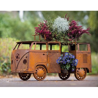 Bulli Bus zum Bepflanzen 75x30x45cm Edelrost Gartendeko Rost Metall Kult Auto Camper von Steinfigurenwelt