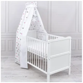 Generisch Baby Delux Babybett Himmel Betthimmel Baumwolle Baldachin für Babybett Kinderbett Wiege Stubenwagen Himmelstange Applikationen Sterne Mond Deko (Magic Rosa, ohne Himmelstange)