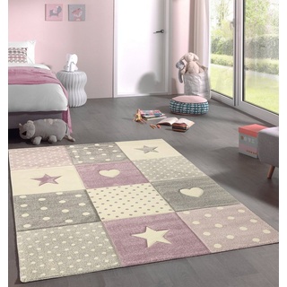 Teppich »Monde Kids Weicher Kinderteppich, Herz, Stern, Lila, 80 x 150 cm«, the carpet, Rechteck rosa 80 cm x 150 cm