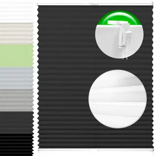 Horivert Plissee Pliseerollo mit Klemmträger Ohne Bohren Stoff Fensterrollo Klemmfix Faltrollo Jalousie Sonnenschutz Blickdicht 60x230 cm