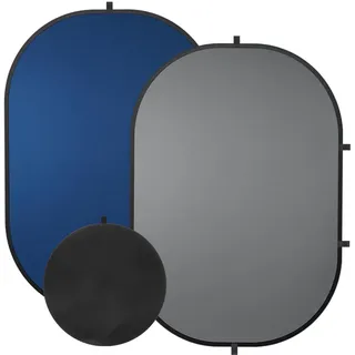 2 in 1 Blau Grau Fotohintergrund 1x1,5M, SEDGEWIN Doppelseitiger Chromakey Fotografie Screen Pop Up Hintergrund Faltbarer Self Tape Backdrop mit Tragetasche für YouTube Video Fotostudio Live Streaming