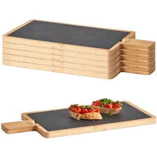 Zeller Present Servierplatten,, Schwarz, Stein, 6-teilig, Rechteckig, 19x1.5x40 cm, Tischkultur & Servieren, Servierplatten