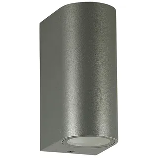 Dapo Hochwertige Außen-Wand-Leuchte LUGANO up and down Licht Alu-Druckguß H:14,5cm 2xGU10 IP44 Balkon-Flur-Treppen-Terrassen-Lampe (Anthrazit, 2- flammig)