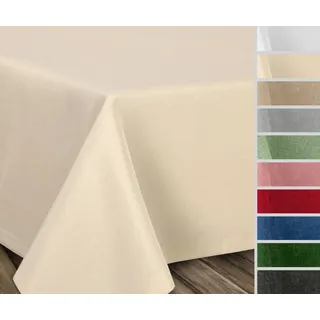 Beautex Tischdecke Fleckenabweisende bügelfreie Tischdecke mit Lotuseffekt, Leinenoptik (1-tlg) beige Eckig | 135 cm x 180 cm