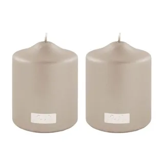 Fink [DL Candle 2er Set, metallic Stumpenkerze, Paraffin, Stein, L. 8 cm, B. 8 cm, H. 10 cm [SET2]