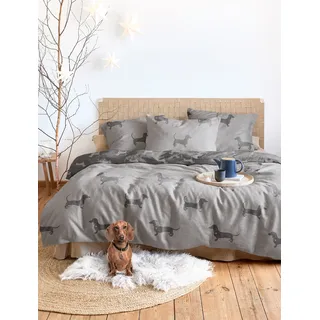IRISETTE Meran Tiere Baumwolle Grau 135 x 200 cm + 80 x 80 cm