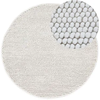 Teppich »Calo«, rund, Handweb Teppich, Uni-Farben, meliert, handgewebt, 70% Wolle, 81259601-0 beige 16 mm