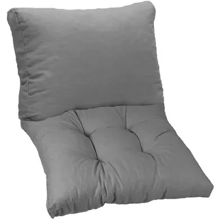 NYVI Loungekissen Set SmartLounge Hellgrau 80x80 cm - Wasserabweisende Sitzkissen & Rückenkissen für Indoor und Outdoor