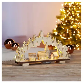 GartenHero Weihnachtsdorf LED Weihnachtsstadt Holz Weihnachtsdorf Weihnachtsszene Weihnachten
