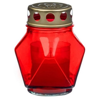 Glofrex S.C. Grabkerze Grablicht-Glas mit Kerze - rot - Höhe 11 cm - Brenndauer 14 h rot