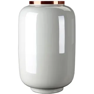 Gift Company - Saigon - Vase mit Metallring - L - hellgrau/Kupfer - 23x40x23,5 cm
