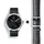 42 mm schwarz/silber, Lederarmband schwarz/silber