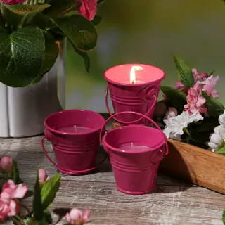 MARELIDA Duftkerzen Citronella Garten Balkon Outdoorkerzen im Metalleimer 3St.