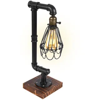 WOLEGM Tischlampe Vintage Metall Schreibtischlampen Retro Industrial Steampunk Nachtlicht für Schlafzimmer Wohnzimmer Home Art Display Cafe Studio Antique Décor E27 inkl Schalter ohne Leuchtmittel