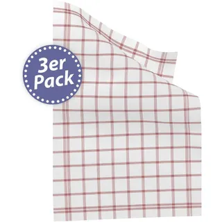 Kracht 3er Pack Halbleinen Geschirrtücher Scandic Karo rot 50x70 cm - rot