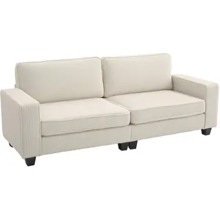 Homcom Couch Polyester 3-Sitzer Cremeweiß