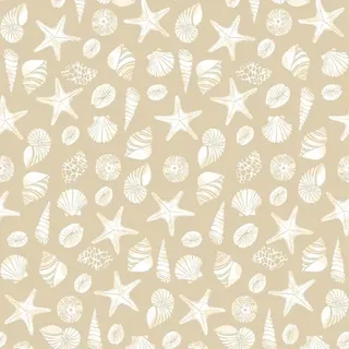 Mank Tischdecke Airlaid Beach in Sand, 80 x 80 cm, 20 Stück - Muscheln Mitteldecke Maritim