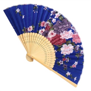XXXXW Deko Handfächer Sommerweinlese-Klapp-Bambus-Fan Chinesische Hand-Blumenventilator für Party-Hochzeits-Bunte Fan-Hauptdekorationen Deko für Hochzeitsempfang (Color : Blue)