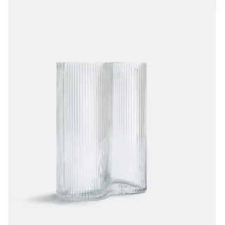 La Redoute Interieurs Vase Anija, Rauchglas Mit Rillen, H. 21 Cm Transparent