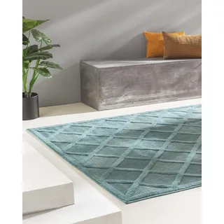 benuta Nest Teppich Bonte - Türkis 120x170 cm - Kunstfaser - Outdoor geeignet - Rechteckig - Pflegeleicht für Esszimmer Küche Outdoor/Terrasse