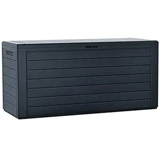 rg-vertrieb Gartenbox 280L Anthrazit | Auflagenbox XXL Truhe in Holz-Optik | Abschließbare Kissenbox für Garten, Terrasse und Balkon | UV- & Frostbeständig | Einfacher Aufbau ohne Werkzeug