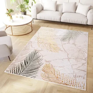 Tapiso Teppich Crystal Modern Grün Gold Creme Wohnzimmer 300 x 400 cm - Grün