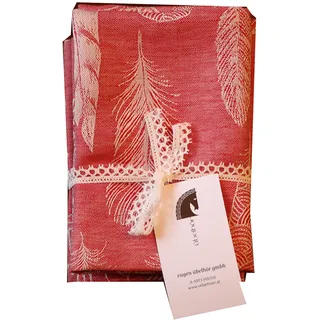 Übelhör - 3 er Set Geschirrtücher - Federblatt - Halbleinen - 50% Leinen, 50% Baumwolle - gewebt 48 x 70cm - Dunkelrot, rot