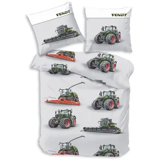 Träumschön Bettwäsche Biber 135x200 cm, FENDT Traktor & Mähdrescher aus 100% Baumwolle, Baumwolle, 2 teilig, mit Reißverschluss, 100% Baumwolle, kuschelig warm im Winter