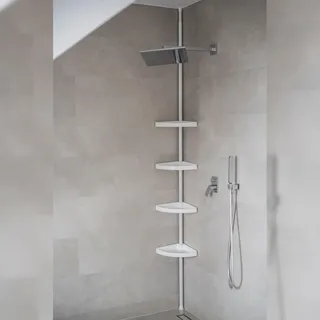 KS Handel 24 Badregal Teleskopregal 3 Böden Weiss 70-250 cm lang Eckregal Duschablage Duschregal
