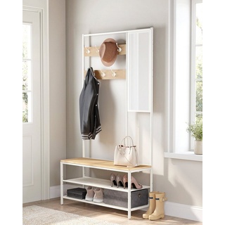 VASAGLE Garderobenständer Garderobe, mit 7 Haken, Spiegel, 35 x 98 x 180 cm weiß