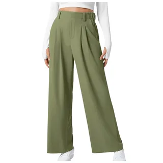 hixswnu Damen Wide Leg Hosen Elastische High Waisted Waffle Knit Casual Palazzo Hosen Hosen mit Taschen