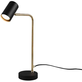 meineWunschleuchte Schreib-Tischlampe Schwarz Messing Spot schenkbar | Höhe 45cm, mit GU10 LED, stufenweise dimmbar, große Tischleuchte für Arbeitszimmer, Büro, Wohnzimmer & Schlafzimmer