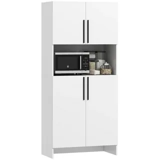 Homcom Küchenschrank, Hochschrank mit Mikrowellenablage, Buffetschrank mit Soft-Close-Tür, Aufbewahrungsschrank Vitrinenschrank für Küche Esszimmer