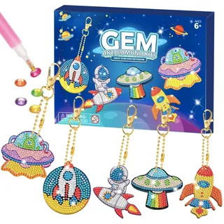 Diamond Painting Kinder, Geschenk Mädchen, Bastelset Kinder ab 6 Jahre | Basteln Sie Ihre eigenen GEM-Schlüsselanhänger, Basteln Mädchen 6 7 8 9 10 Jahre, Adventskalender Füllung Mädchen Kinder