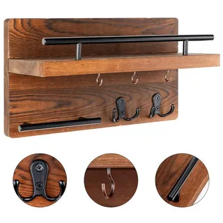 Novzep Schlüsselbrett Schlüsselregal aus Holz mit 5 Haken, 12,6*7*5''