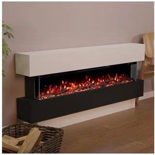 GF Core Elektrokamin Clear Elektrokamin, Standkamin mit 3D Feuer und Heizung (Thermostat), Elektrischer Standkamin mit APP Steuerung, Heizleistung (900- 1800 W) weiß 50 cm