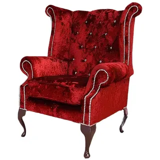 Xlmoebel Ohrensessel Chesterfield Ohrensessel im Club Lounge Stil mit Kunstlederbezug (CHESTERFIELD OHRENSESSEL Queen "Rot), Hergestellt in Europa rot