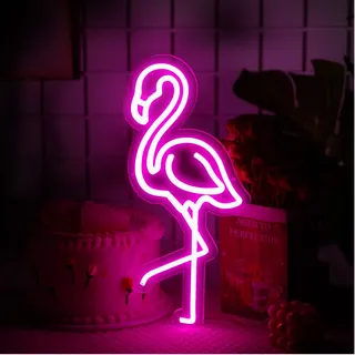 ROCEEI Tropisches LED-Neonschild, Neonschild, USB-betrieben, Wandkunst, Geschenke für Weihnachten, Kinderzimmer, Geburtstag, Party, Bar, Dekoration (Flamingo)