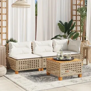 vidaXL Gartensofa 3-Sitzer Loungesofa beige