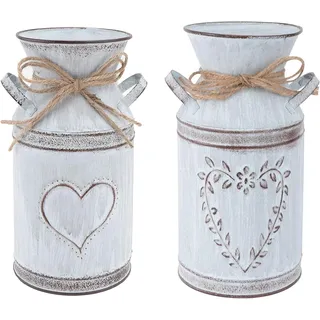 2-teiliges Vintage-blumenvase-herz-milchkrug-eisen-shabby-chic-dekorations-landhausstil-rustikaler Blumeneimer-metallpflanzkübel-dekorations-kaktustopf Für Wohnzimmertischdekoration