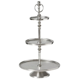 BOLTZE Dekoetagere Etagere NEWPORT silber aus Aluminium 3-stöckig Dekoteller Long Island