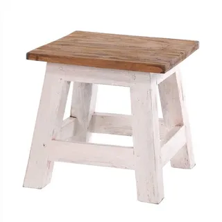 DESIGN DELIGHTS Fusshocker PALO Holz 26 x 27 x 26 cm Weiß/Mehrfarbig