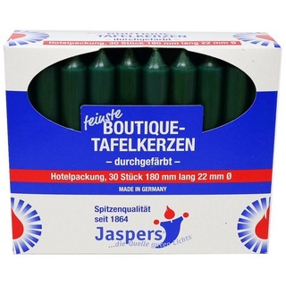 Jaspers Kerzen Tafelkerze Boutique-Kerzen Hotelpackung jagdgrün 30er Pack durchgefärbt grün