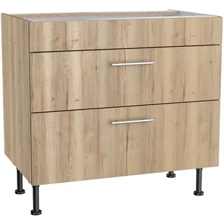 OPTIFIT Unterschrank mit 2 Auszügen Erik290 90 cm x 87 cm x 58,4 cm Wildeiche