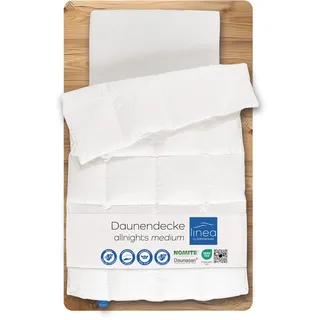 Linea by böhmerwald - allnights - kuschelige Bettdecke leicht, 200x200, 100% Neue Federn & Daunen, Allergiker geeignet, waschbar bis 60°C, in Deutschland produziert