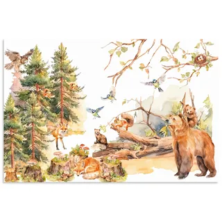 Wandbild ARTLAND "Die Tiere des Waldes", farbe bild(er): grün, B:90cm H:60cm, Alu Dibond, Bilder, als Alubild, Leinwandbild, Poster, Wandaufkleber in verschied. Größen