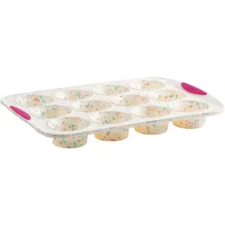 Trudeau Muffinform aus strukturiertem Silikon, für 12 Muffins, Konfetti/Fuchsia