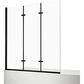 EMKE Emke, Duschkabine - Duschwand für Badewanne Mattschwarzer Badewannenfaltwand 3-teilig Faltbar 120x140cm Badewannen-Duschwand 6mm nano-glas