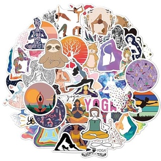50 Stück wasserdichte Vinyl-Aufkleber, Cartoon-Graffiti-Dekoration für Laptop, Skateboard, Wasserflasche, Telefon, Gitarre, Aufkleber für Kinder und Erwachsene (Yoga)